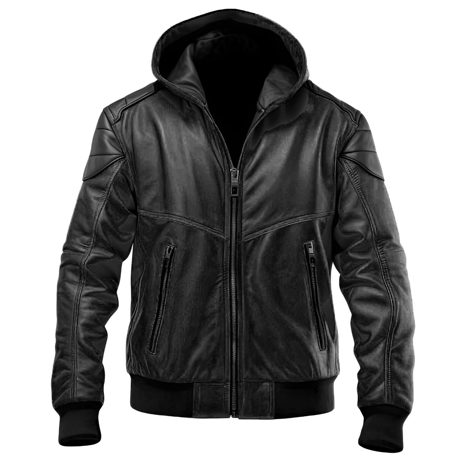 mrvirani2_mens_black_and_peanut_brown_hooded_leather_jacket_front